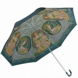 名画晴雨兼用折り畳み傘　ミシャ　裏窓　UVカット率99%以上