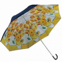 名画晴雨兼用折り畳み傘　ゴッホ　ひまわり　UVカット率99%以上